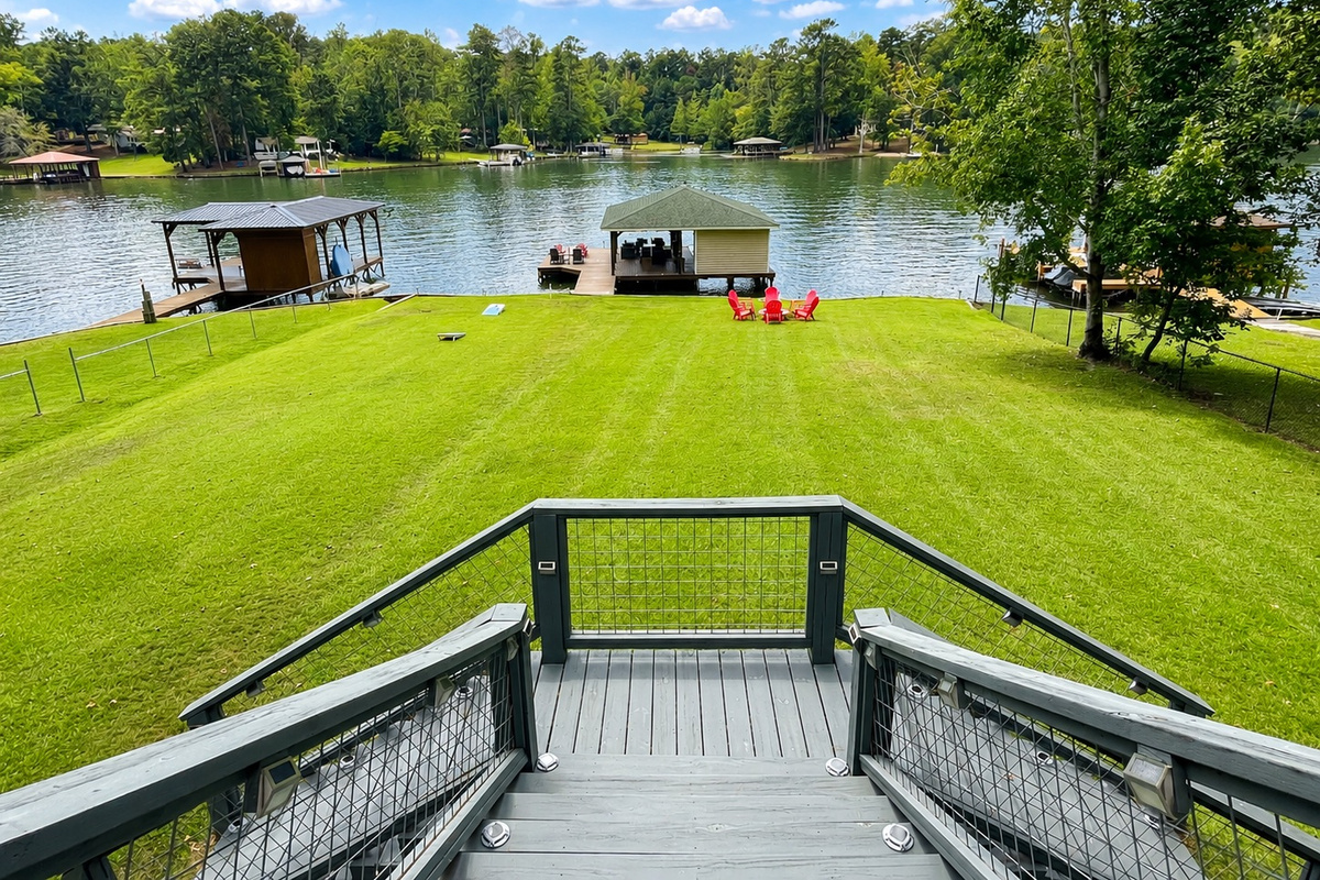 Private waterfront boathouse with scenic surroundings