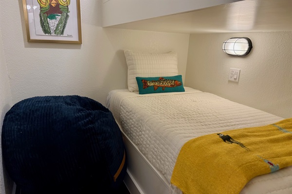 One of the well outfitted bunks, each with a light and plug
