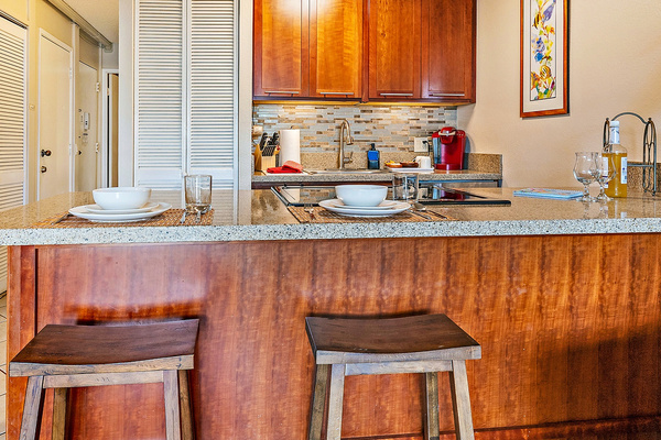 Seating area at kitchen island.