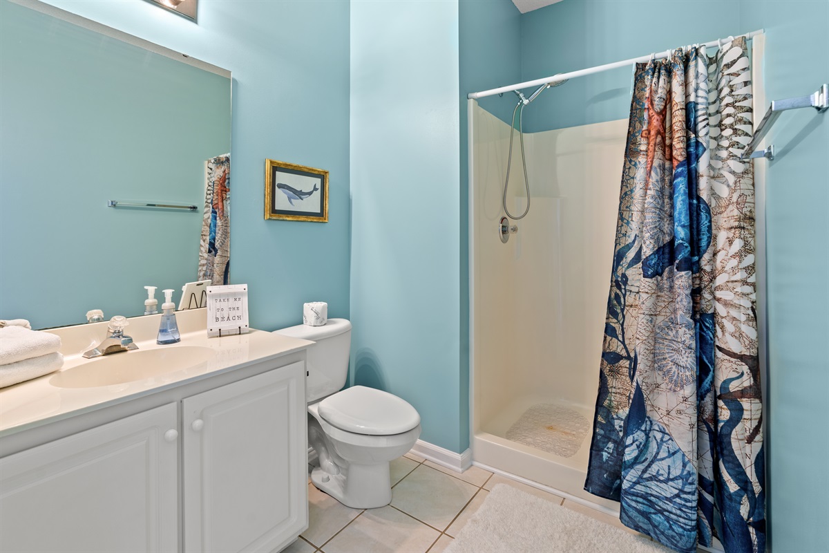 2nd bathroom with stand alone shower.