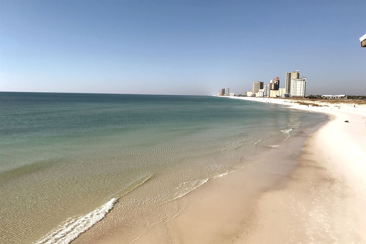 Clear water and sugar white sand.