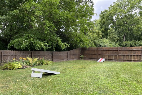 Take advantage of your private backyard and play cornhole, build a fire or grill up some yummy meals.