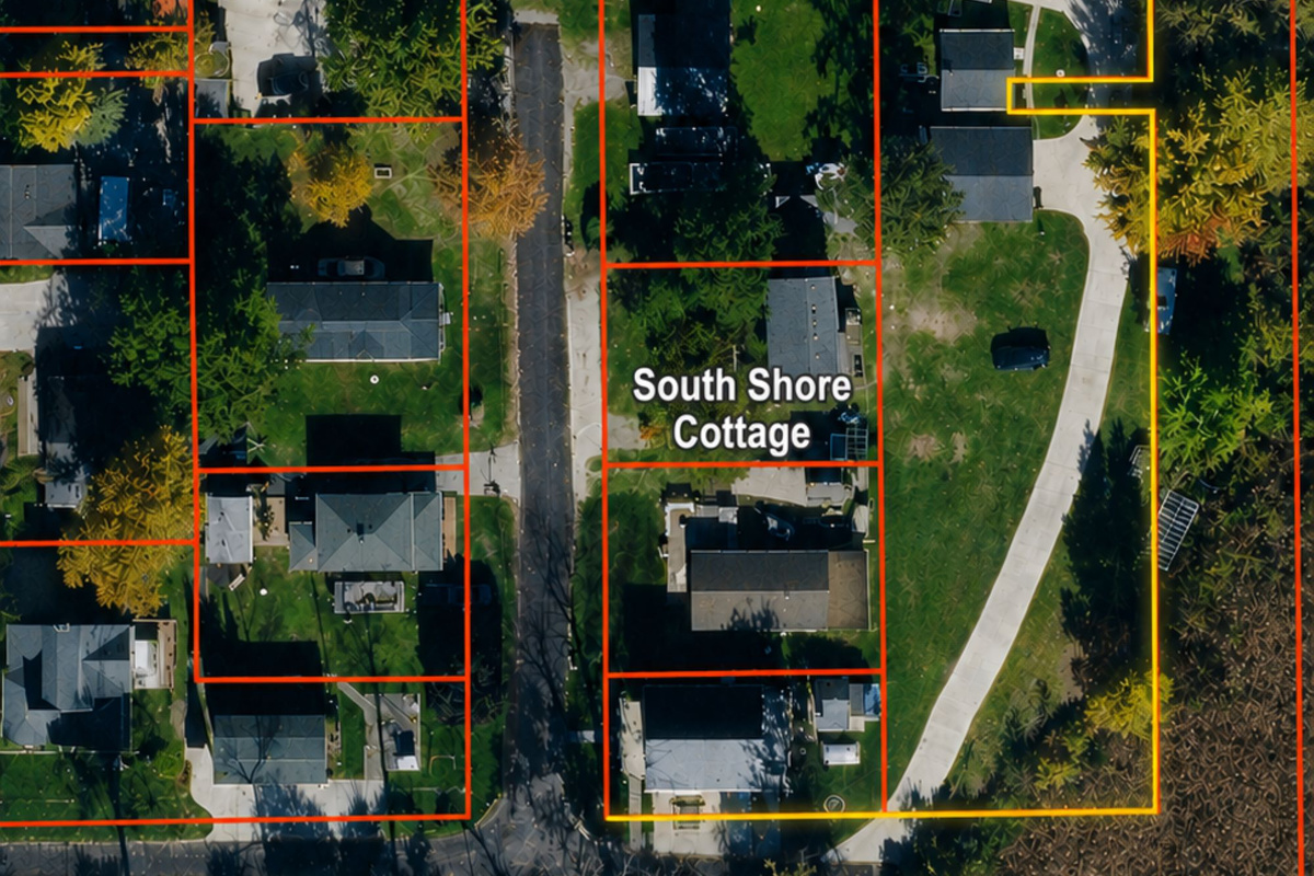 Visual of where the cottage and Lake access are.