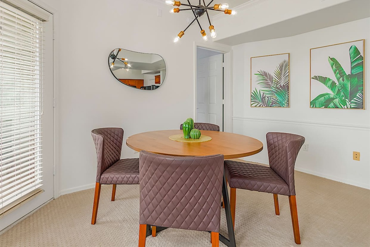 Dining table, and comfortable chairs