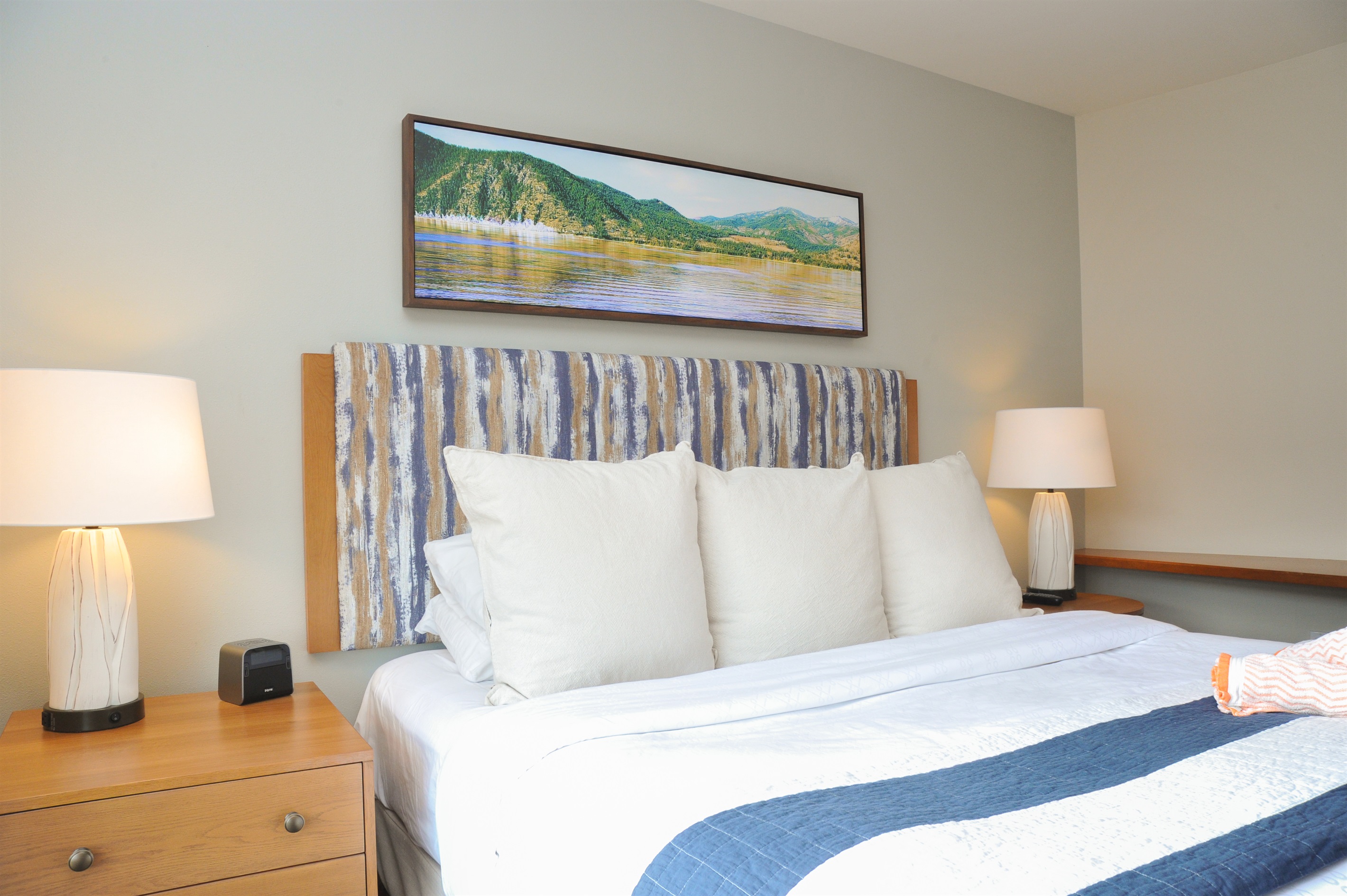 Bedroom #1 of 3: King bed, TV, lake views, ensuite bathroom