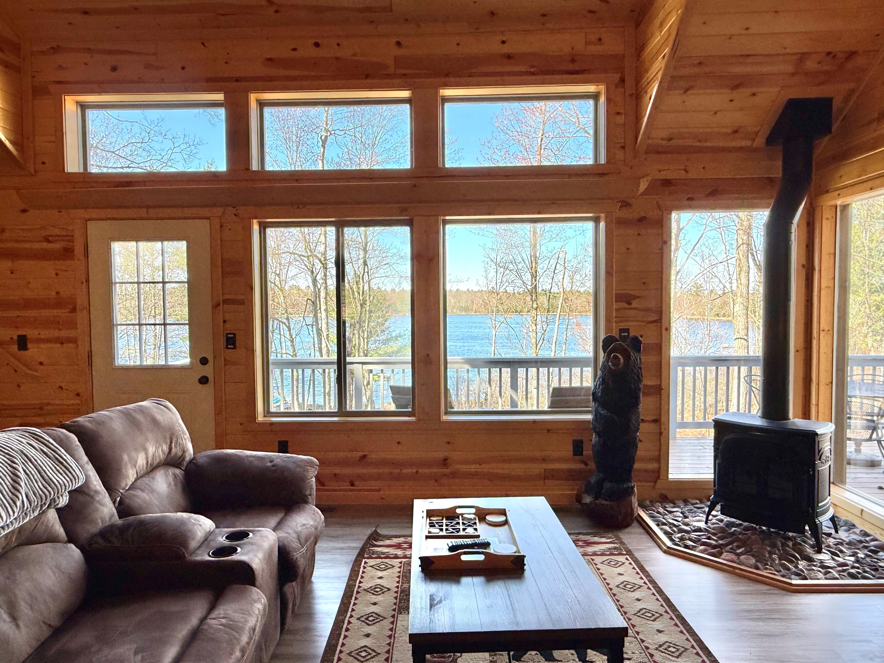View of the lake from the living room in late April.