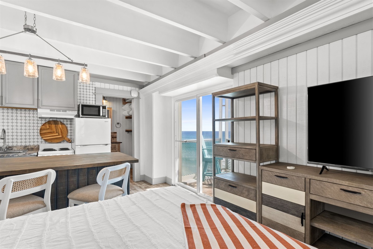 Living Room with Queen Bed and Queen Sleeper Sofa