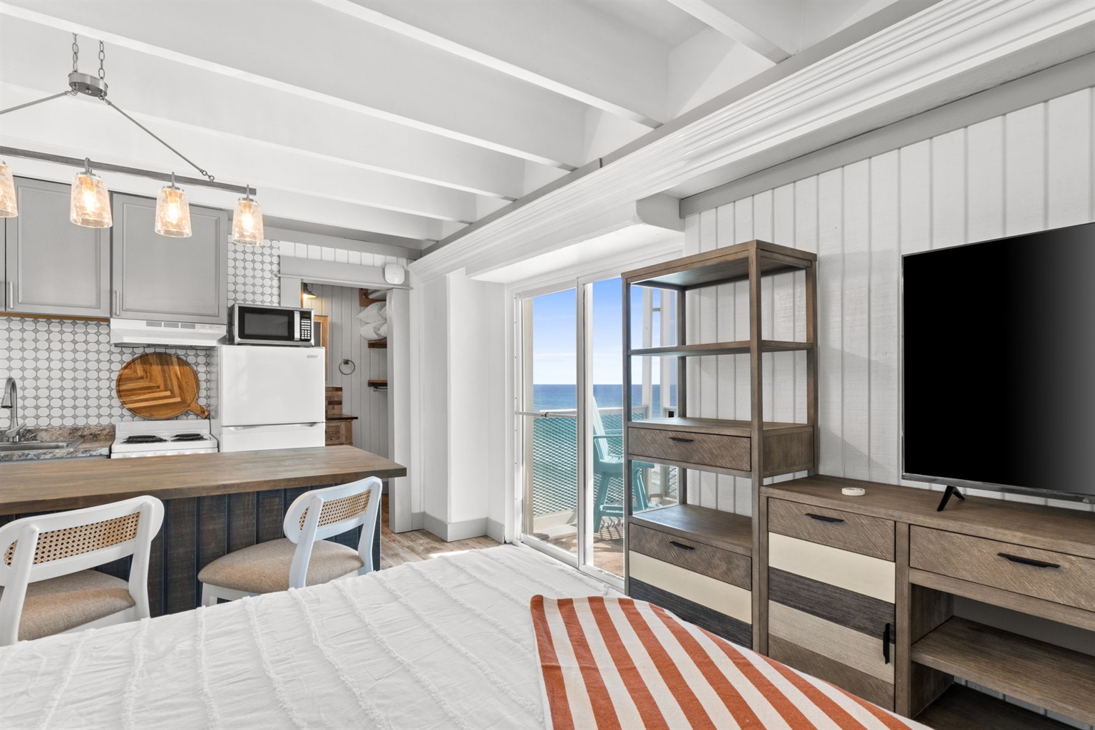 Living Room with Queen Bed and Queen Sleeper Sofa