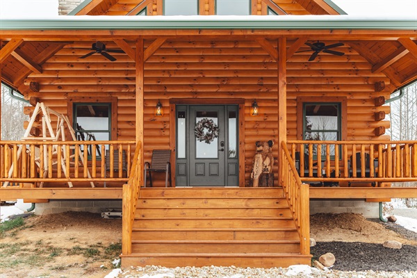 Large Front Porch with Hill-Top Wooded Views