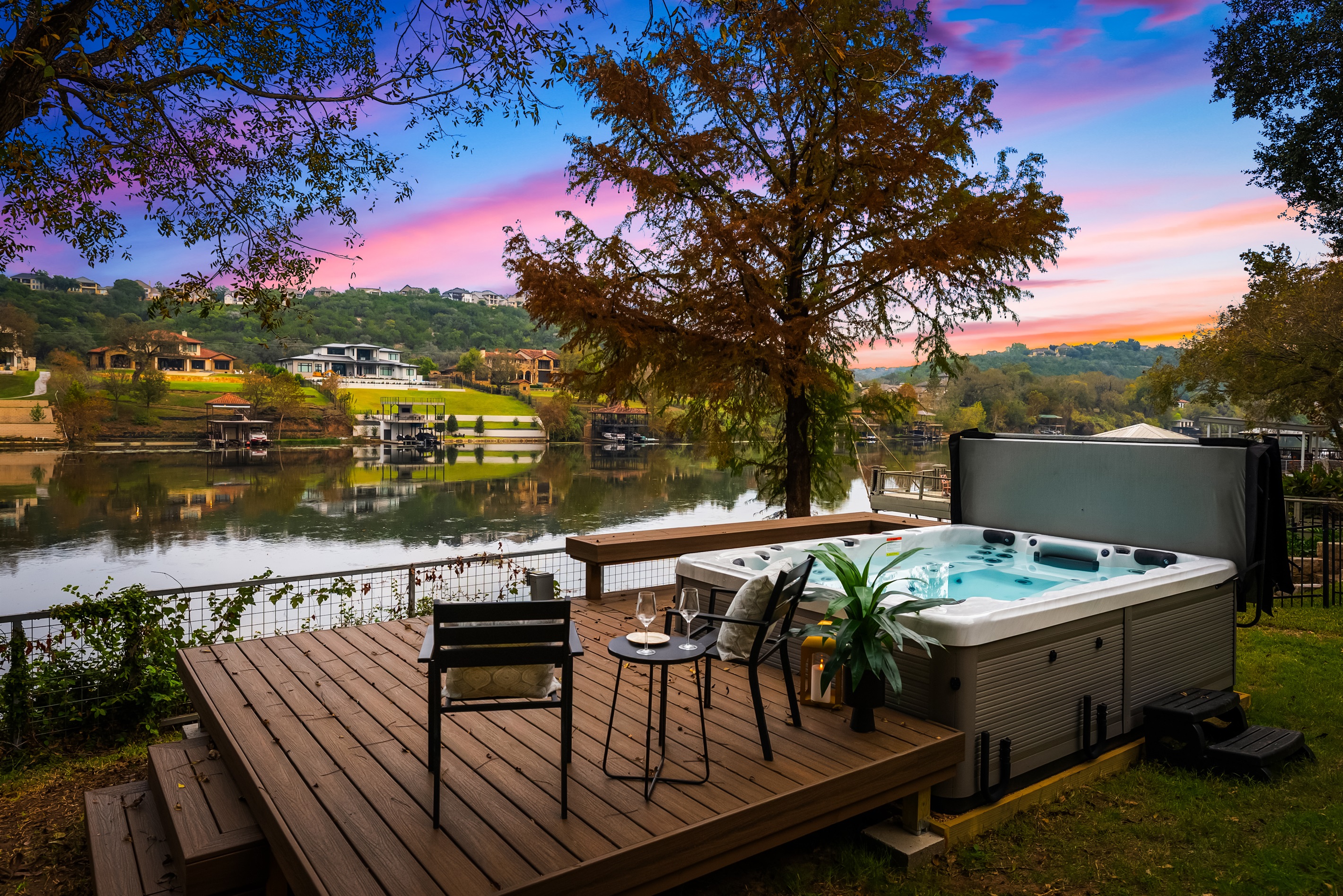 Deck area surrounding the hot tub