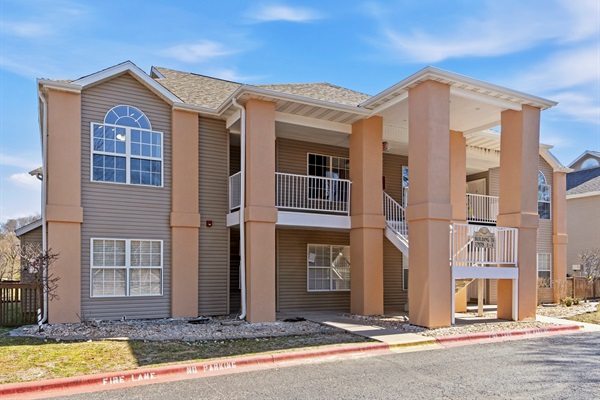 Easy access just up a flight of stairs with a landing half way up.