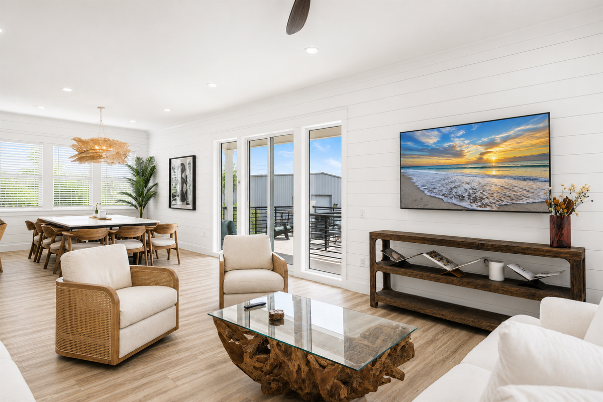 Open-Concept Living Room with Balcony Access