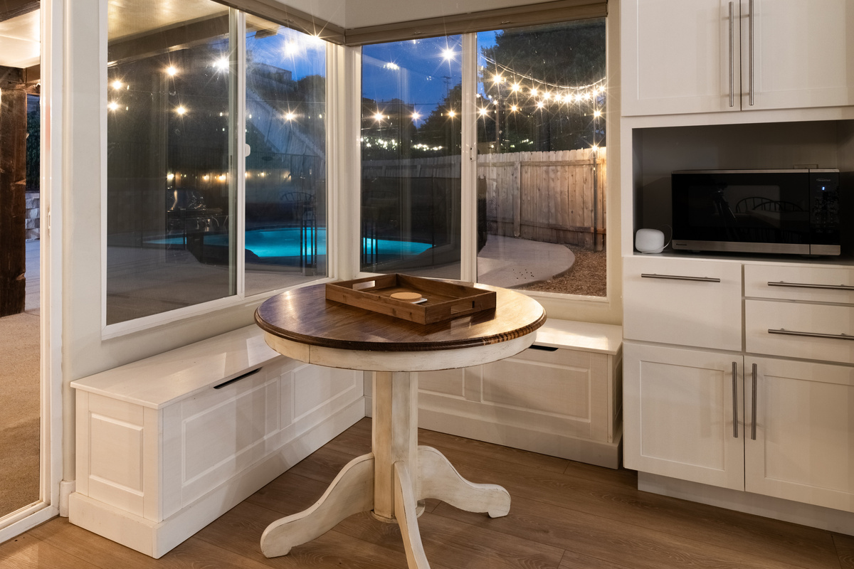 Enjoy some morning coffee or late night drinks in this cozy nook