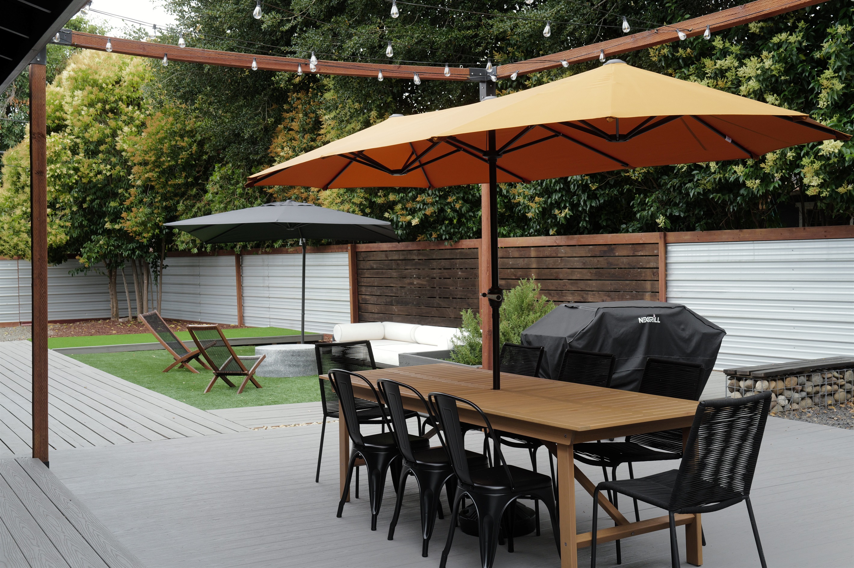 Enjoy your own private outdoor oasis with spacious seating areas, beautiful surroundings, and plenty of room to relax, dine, and enjoy Napa Valley's beautiful weather.