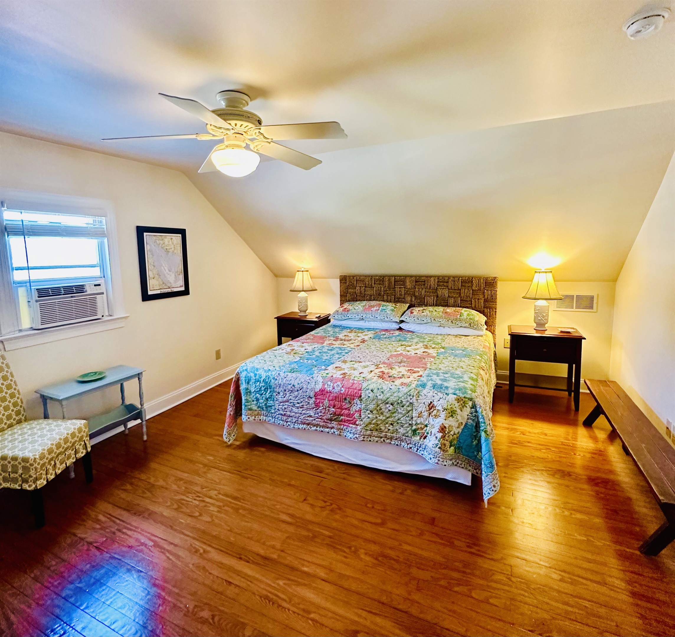  Second floor King Bedroom with Television plenty of room for travel crib 