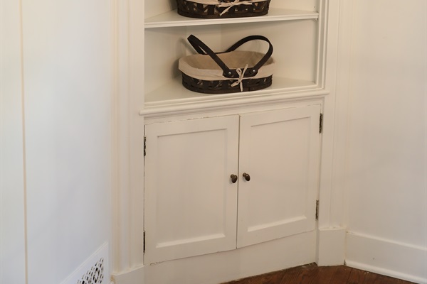 Dining room showing cabinets and shelving