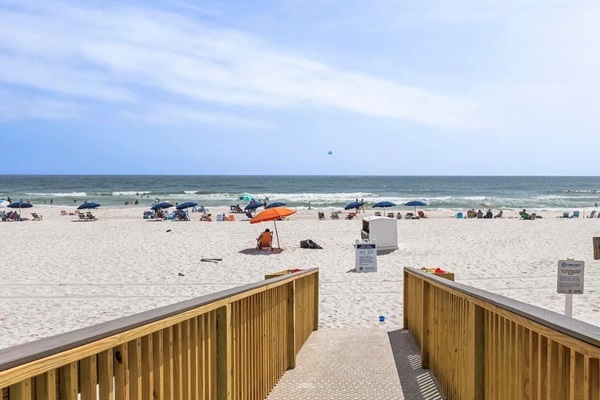 End of balcony to the white sand
