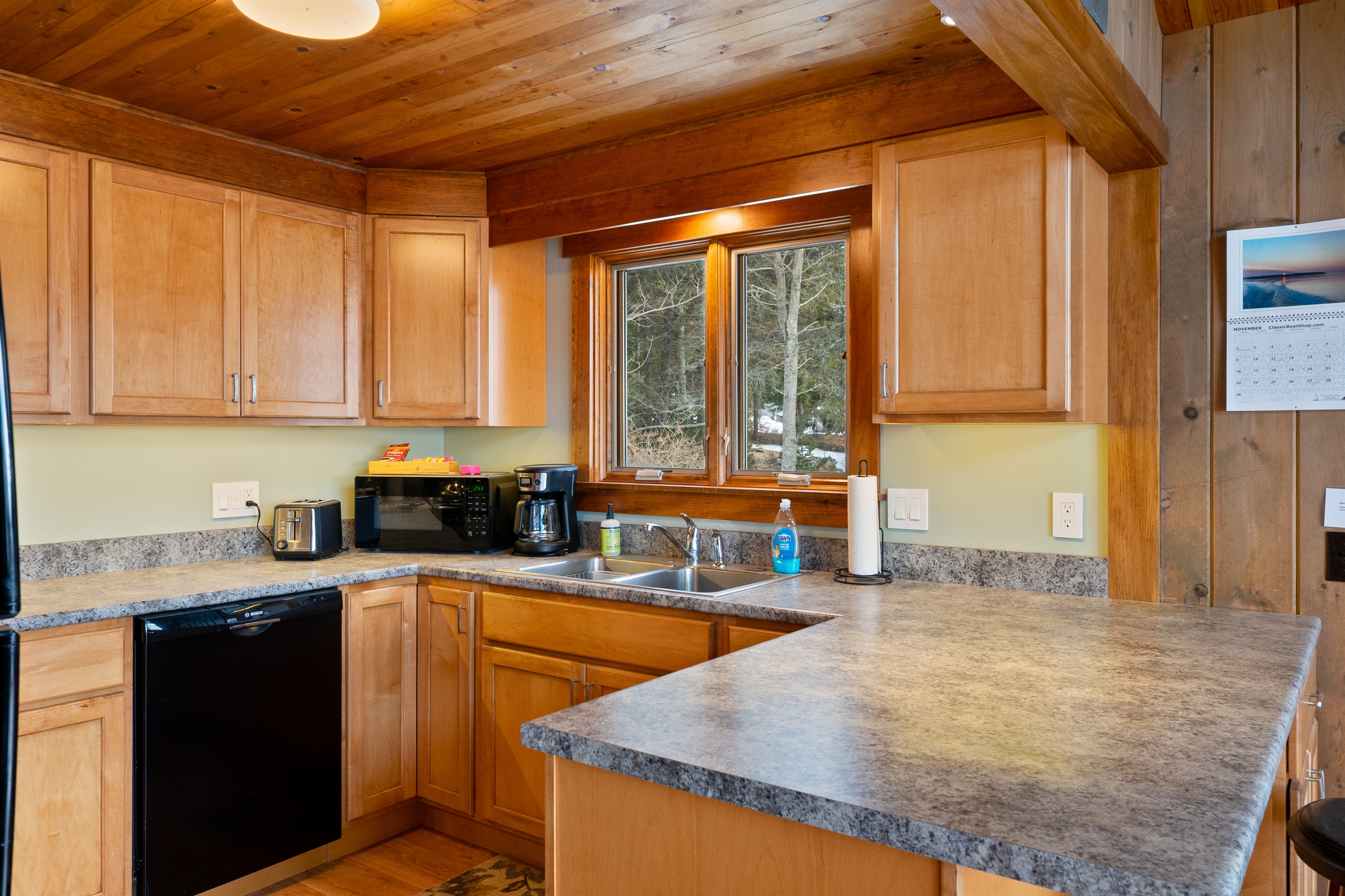 Kitchen has space to prep for meals or cook as a family