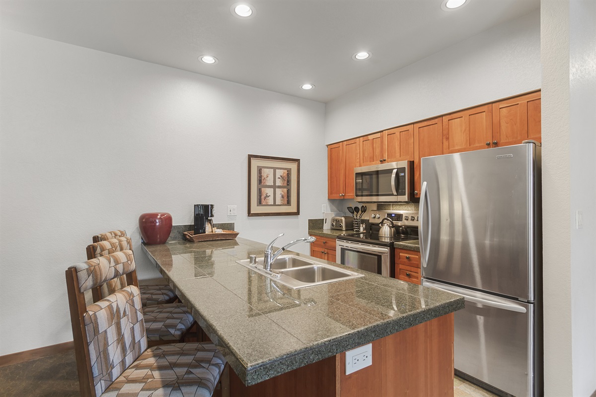 Kitchen with extra bar seating