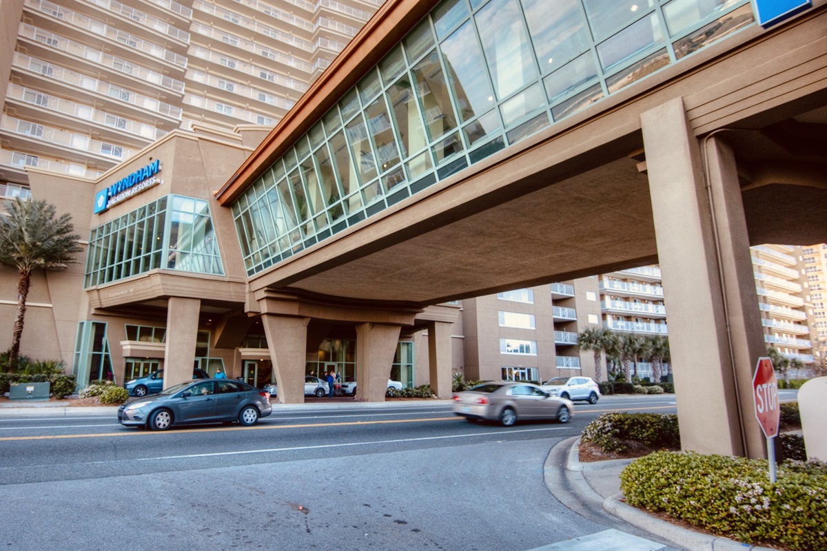 Sky walk from the garage entrance to main building, makes life so much more convenient for everyone.