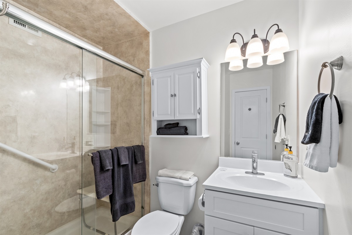 Master Bath with stand up shower.
