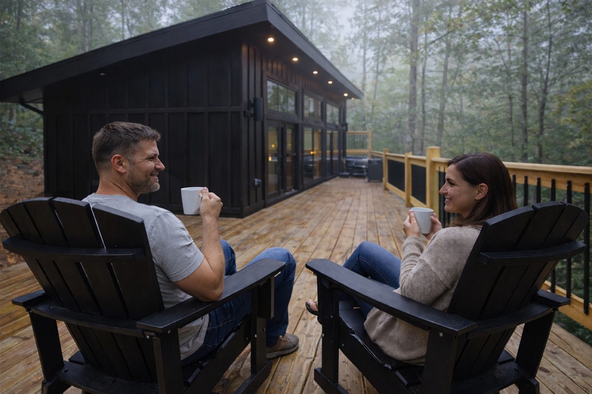 Enjoy morning coffee on the back deck