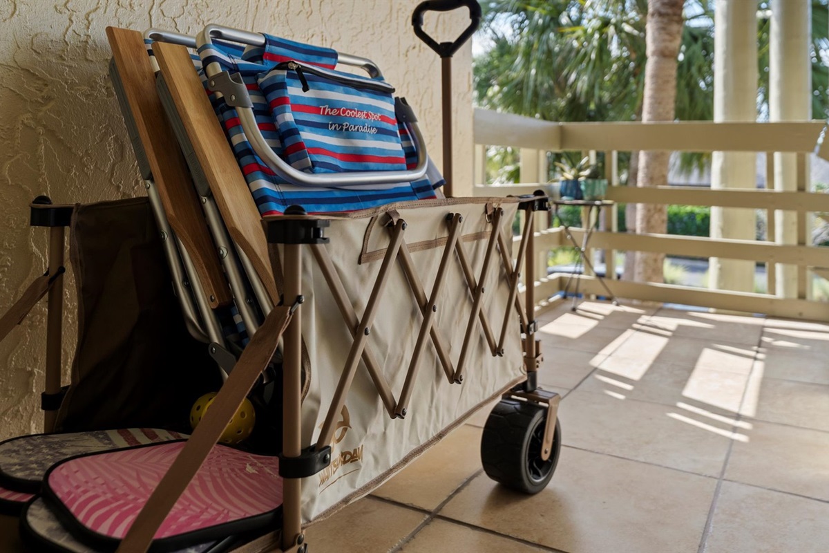 Chairs, wagon & toys — one less thing to pack