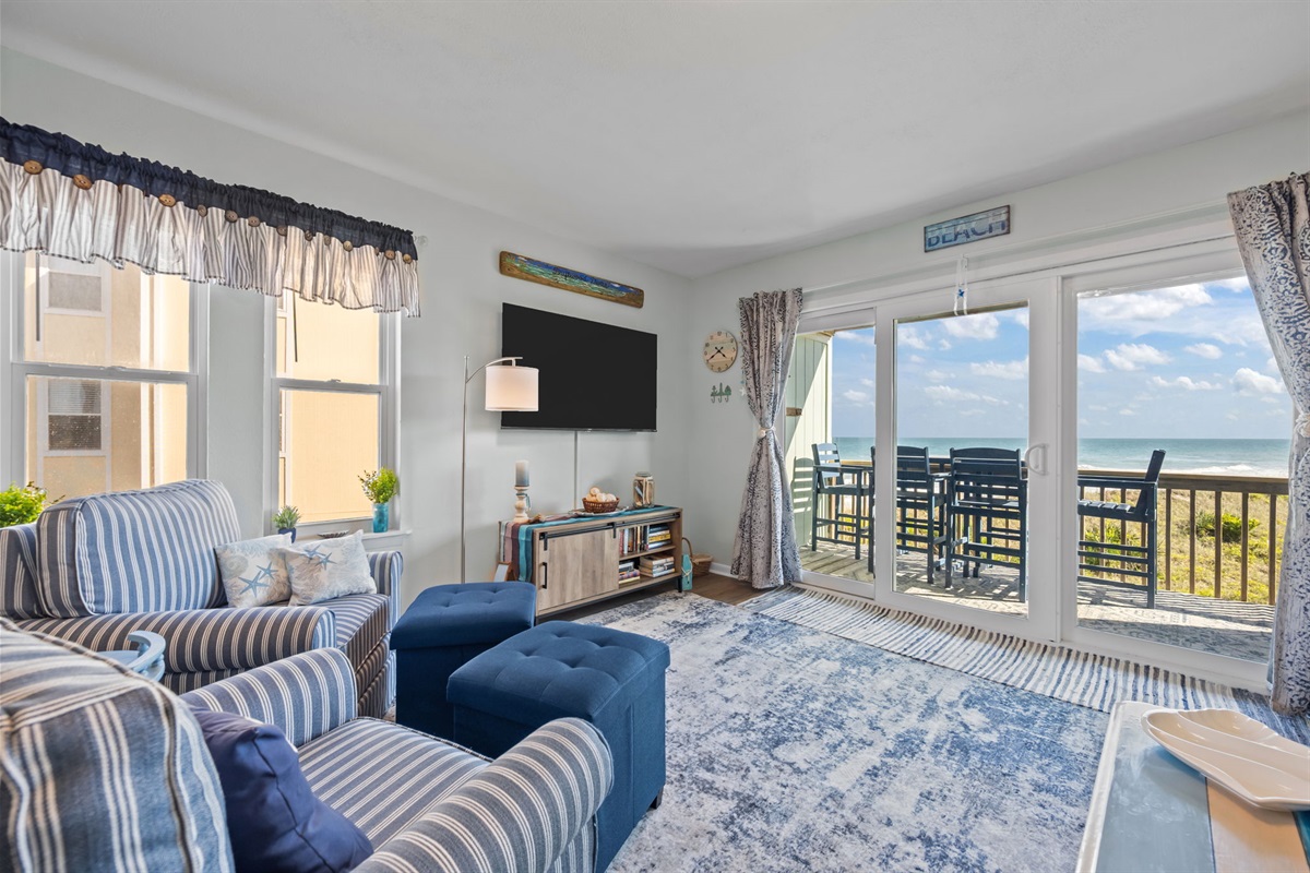 Enjoy indoor-outdoor living with seamless access to the private balcony and fresh ocean air