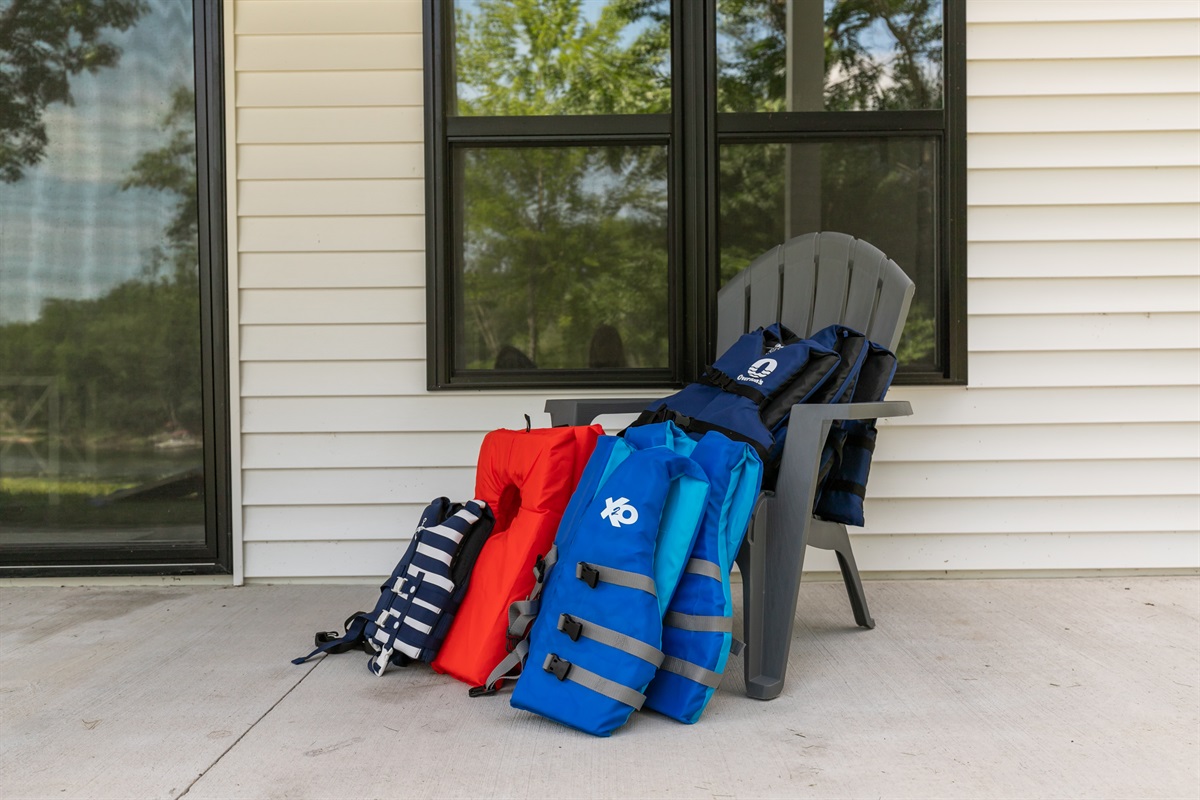 A variety of life jackets are available in multiple sizes—from toddler to adult—so everyone can safely enjoy the water