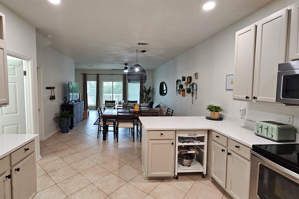 Kitchen is well stocked with all your cooking needs