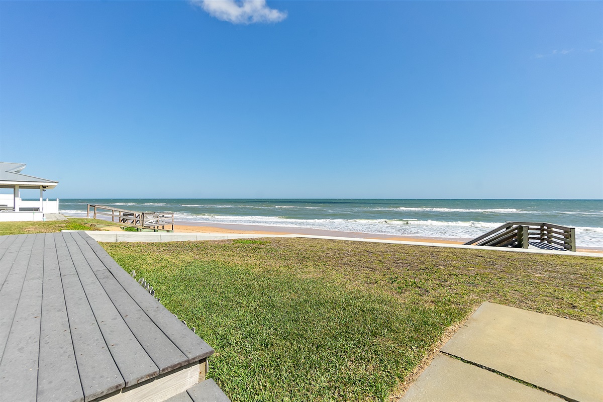 Oceanfront lawn with panoramic Atlantic views