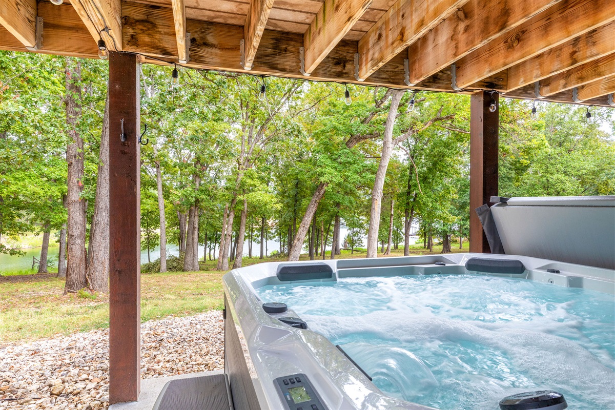 Relax in the hot tub while overlooking the lake!