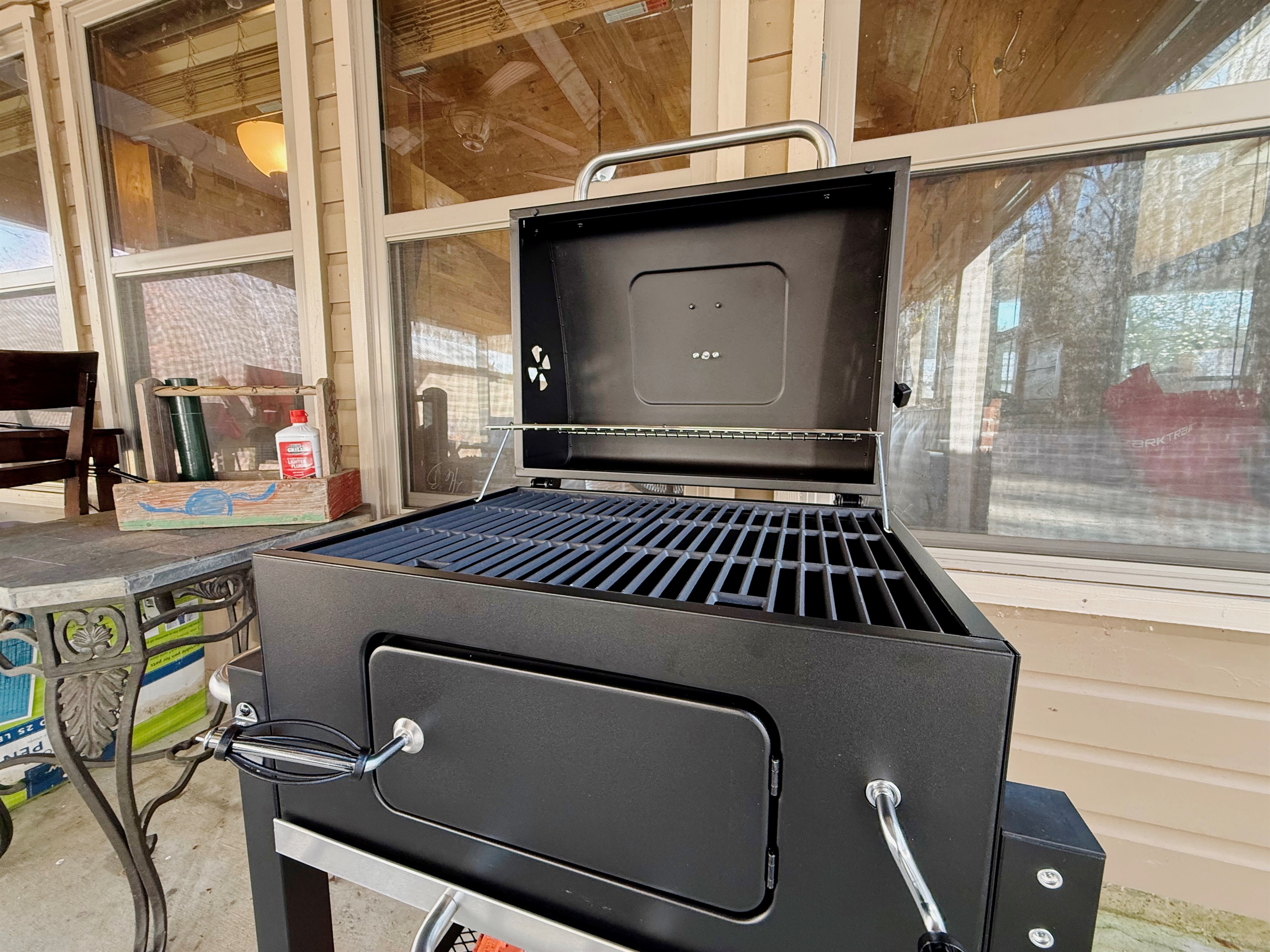 Cook under the stars with your crew sitting around the fire table 