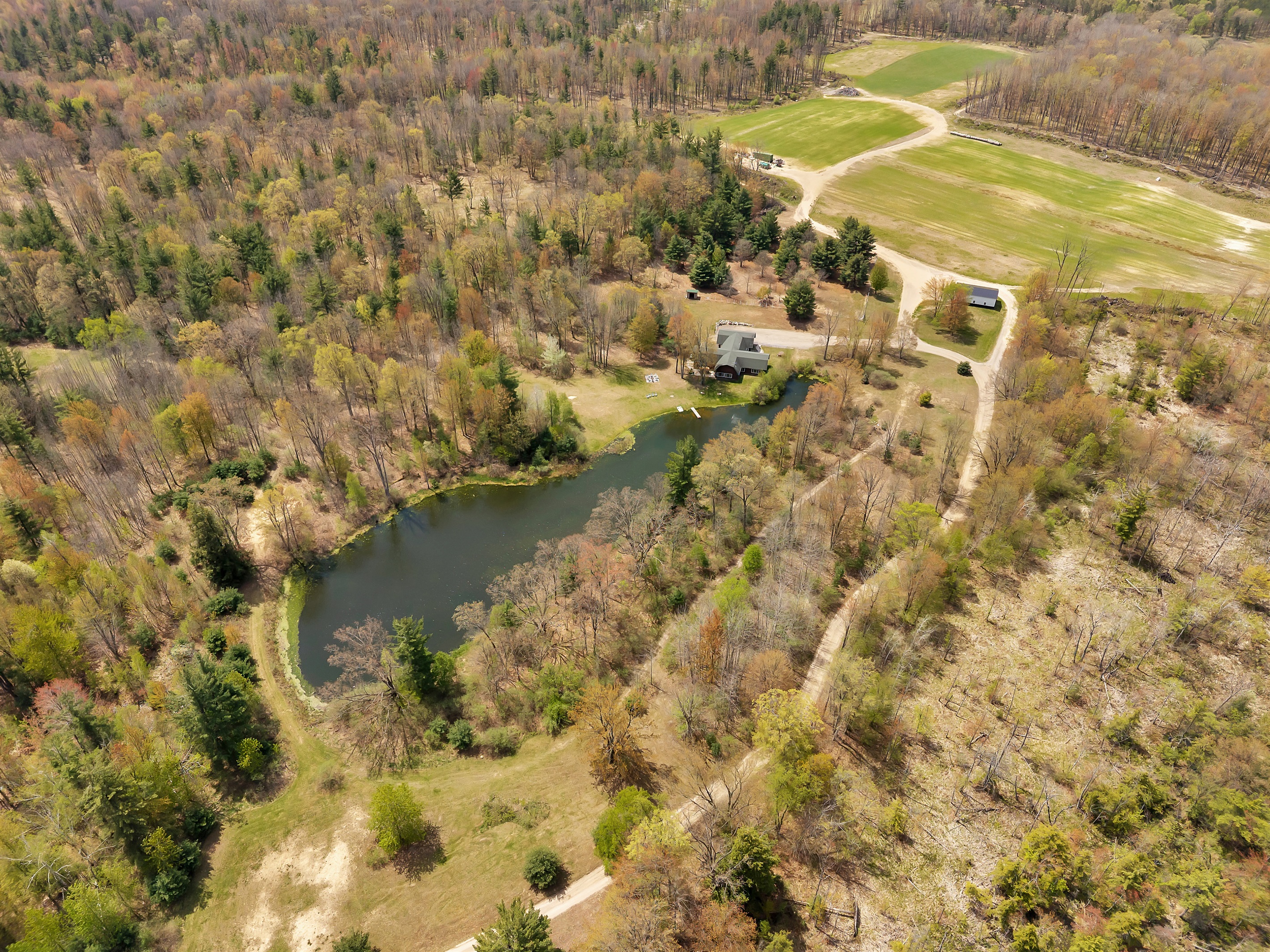 Aerial View showing our large pond.