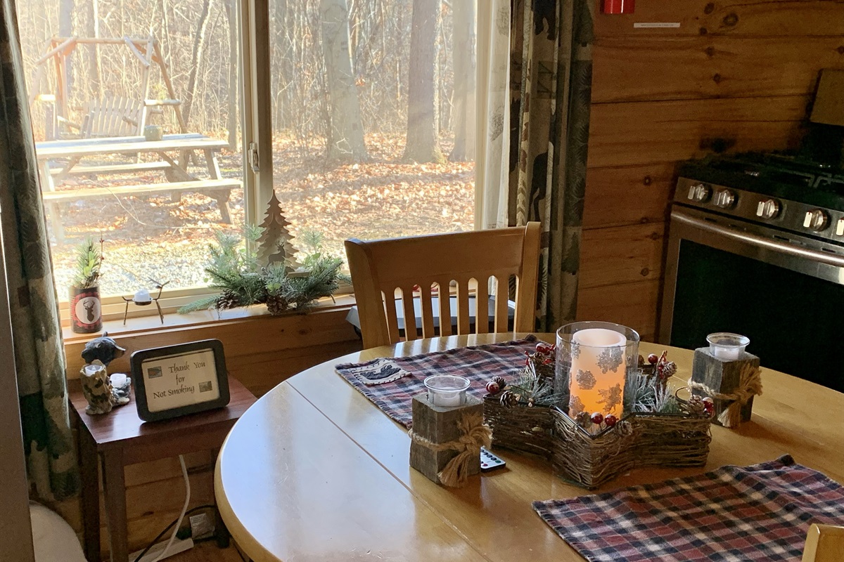 Table for two in the eat-in kitchen.