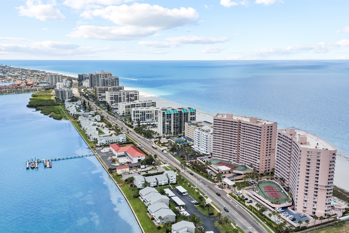 Crescent Beach Club is nestled between the Gulf of Mexico/America and the intercoastal waterway