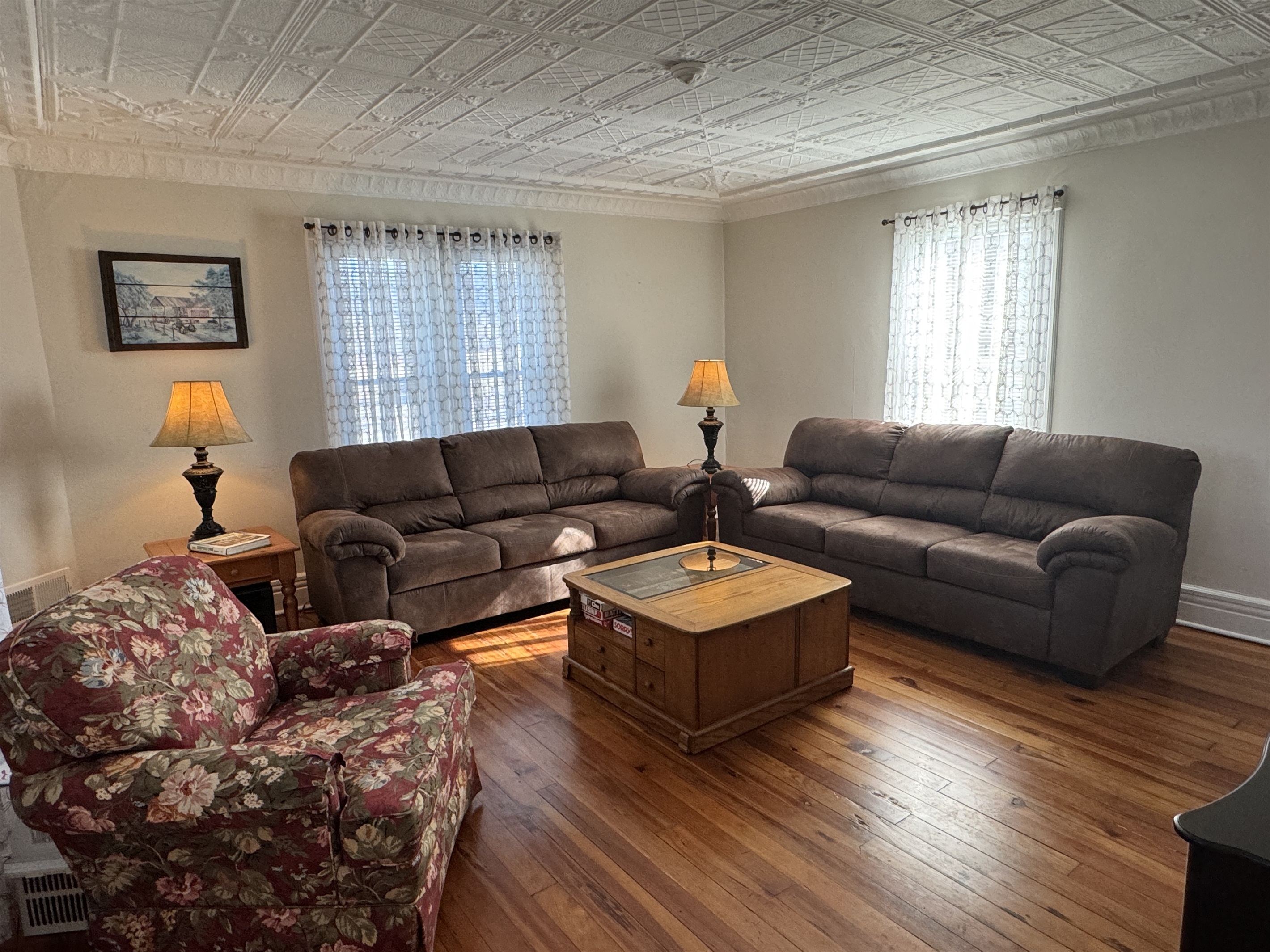 Cooperstown Cottage large living room with lots of seating and light!