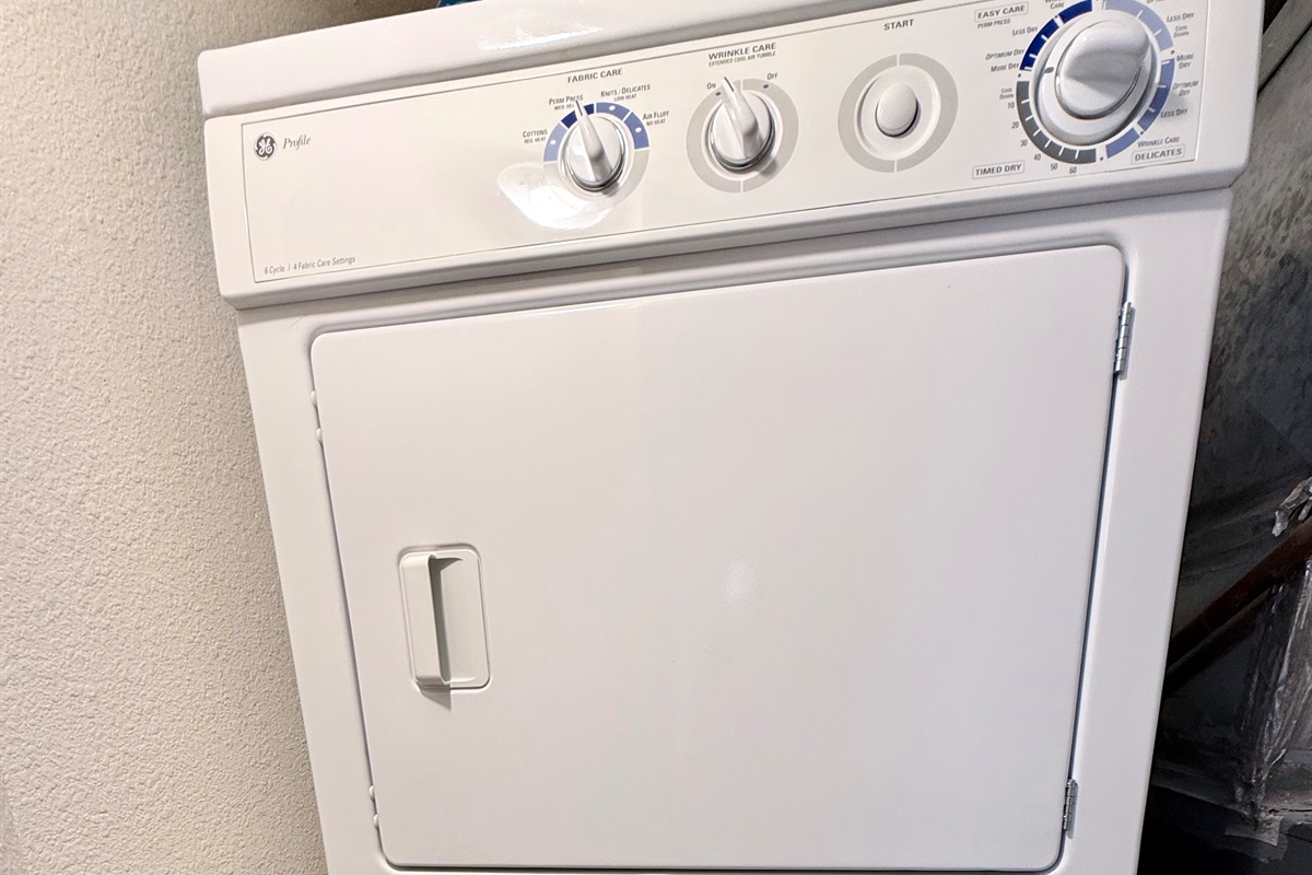 Full sized in unit wash and dryer, with starter detergent provided
