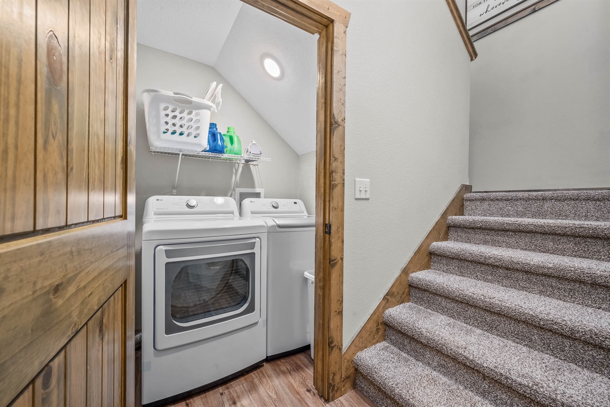 Lower level full sized washer and dryer