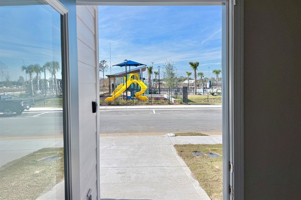 The view out our front door. 100 feet to the pool and recreation area