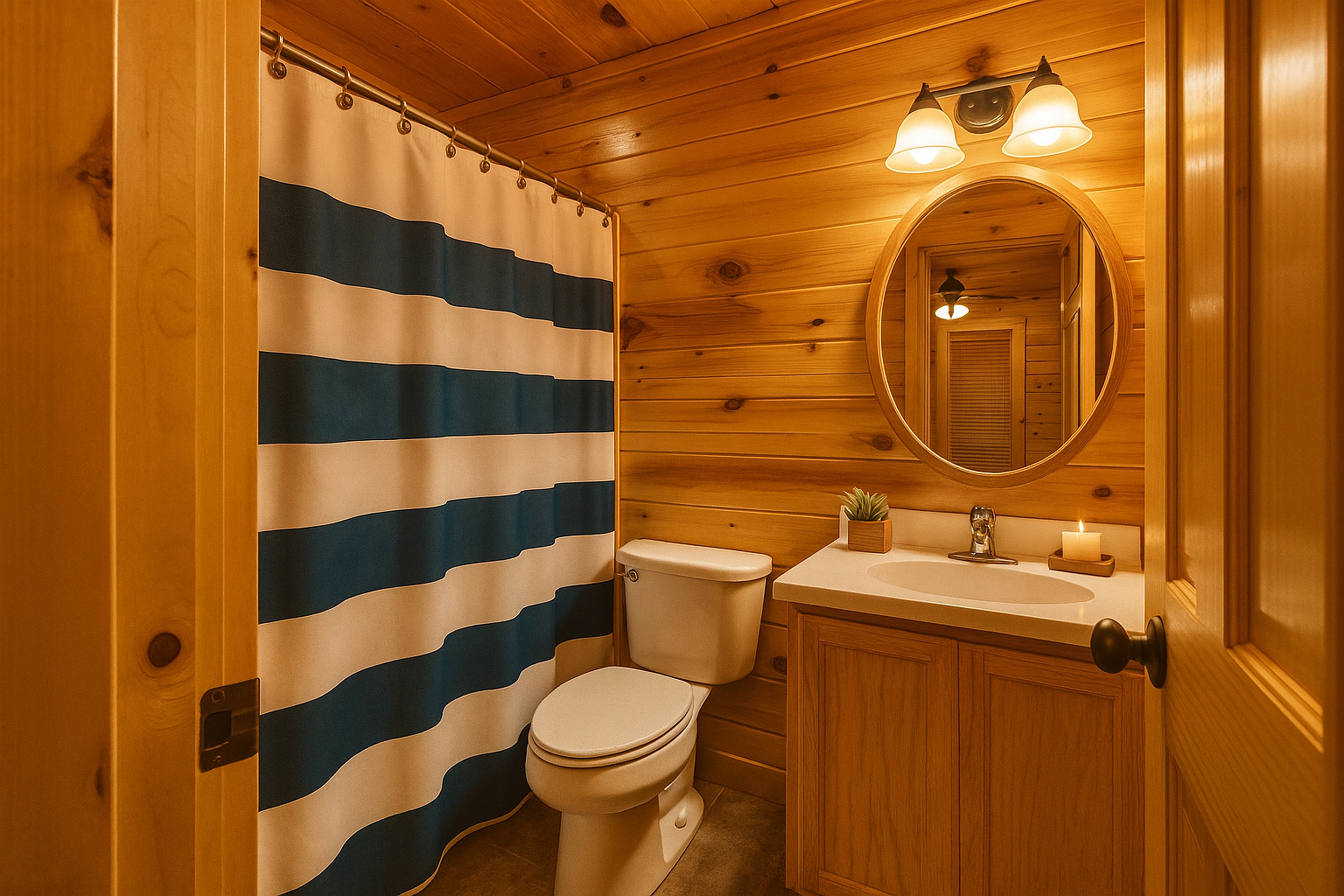 Attached full bathroom with shower tub