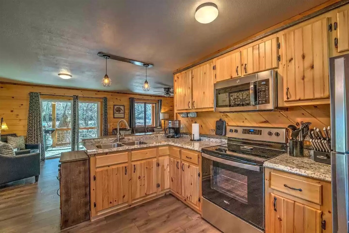 Enjoy a fully stocked kitchen with upgraded appliances.