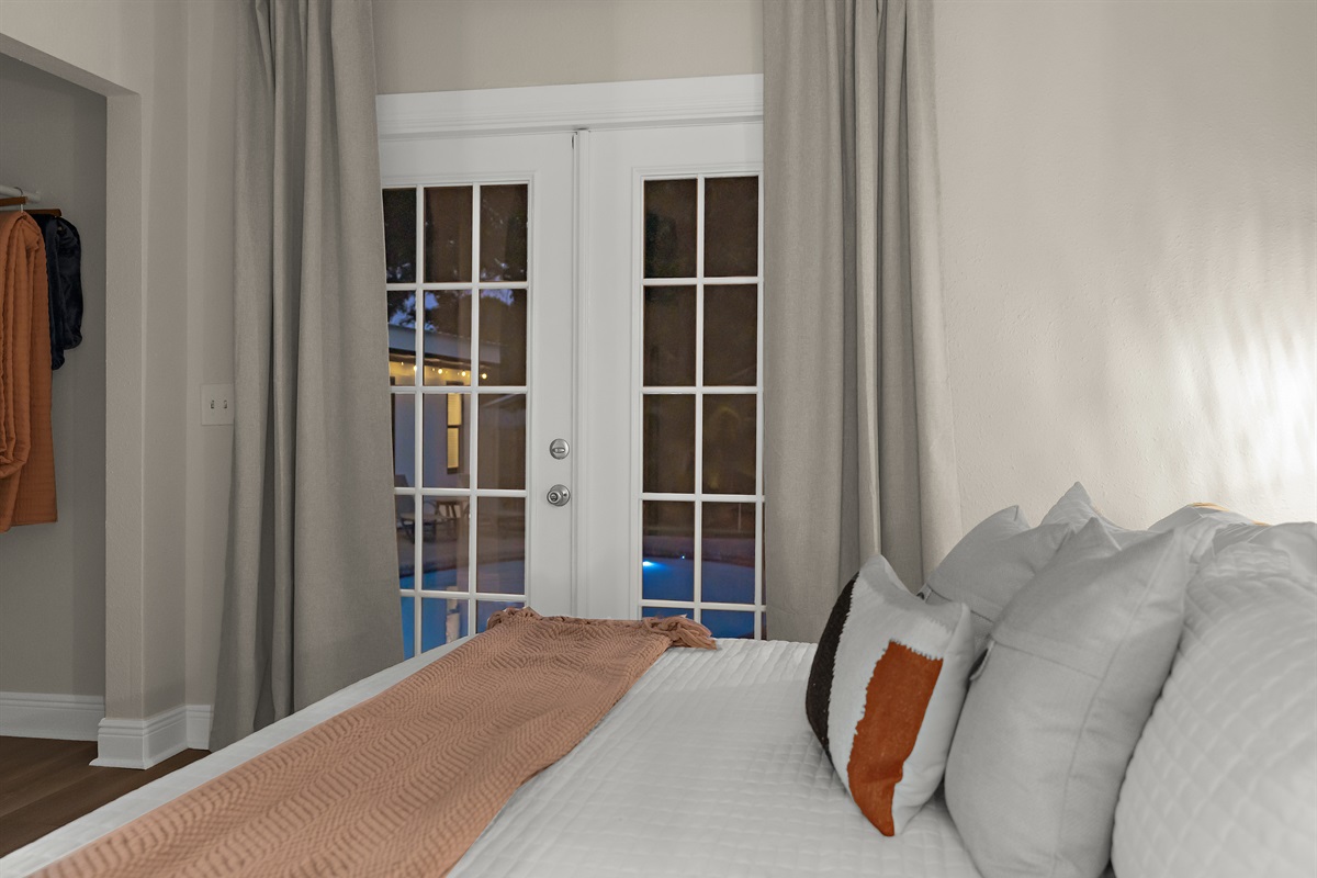 Outdoor oasis through the double doors