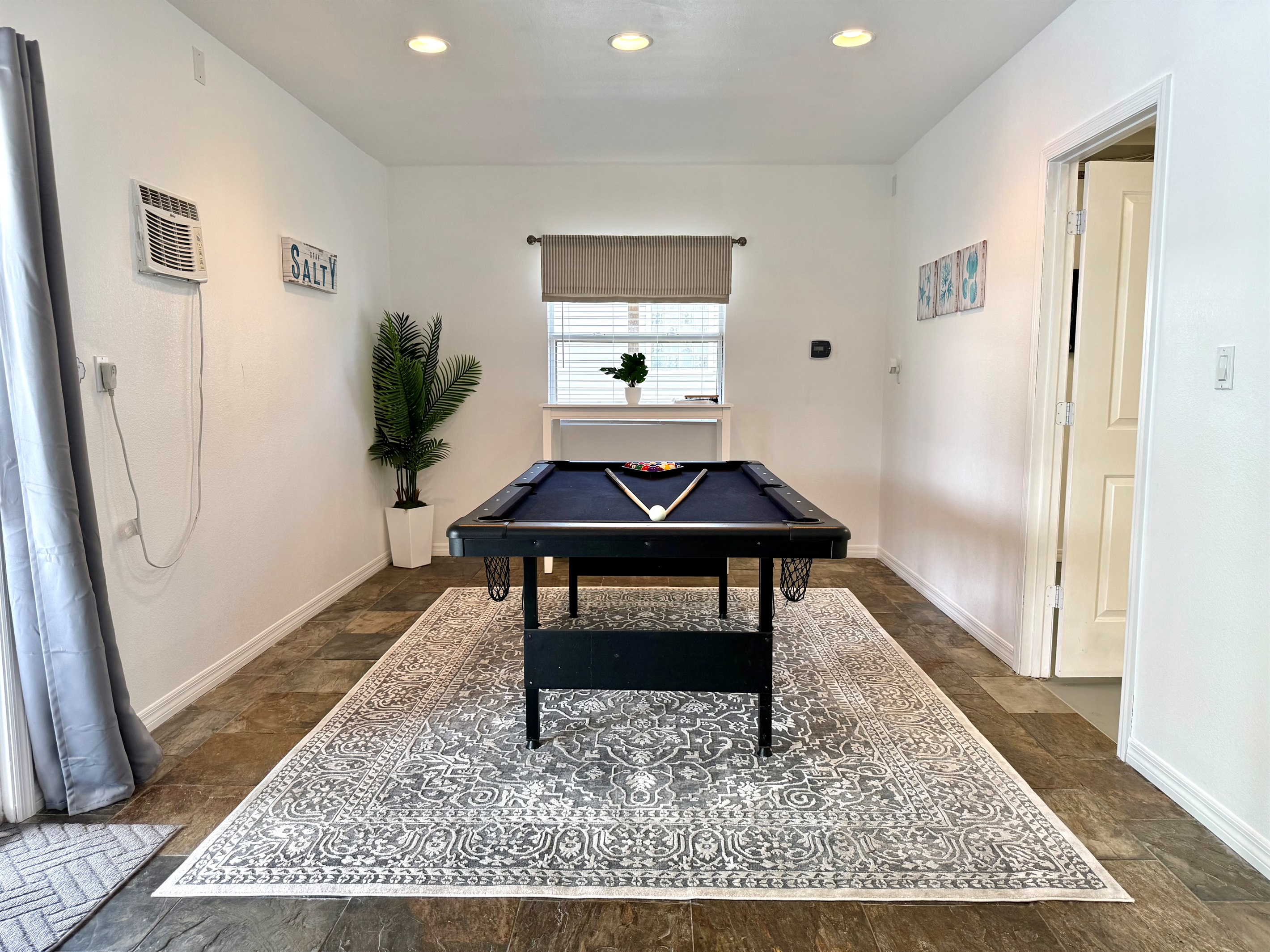 Perfect for teens or night owls — sleep, stream, and play pool all in one space.