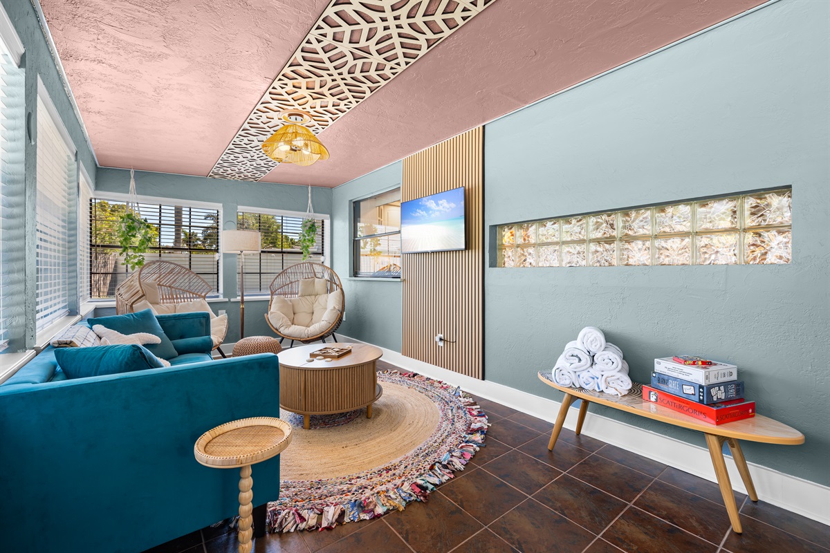 TV nook in the sunroom