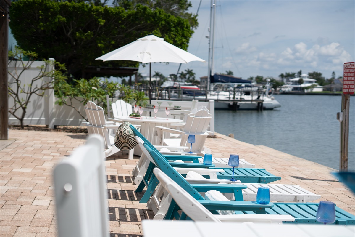 After paddle boarding, lougers are ready for you to tan.