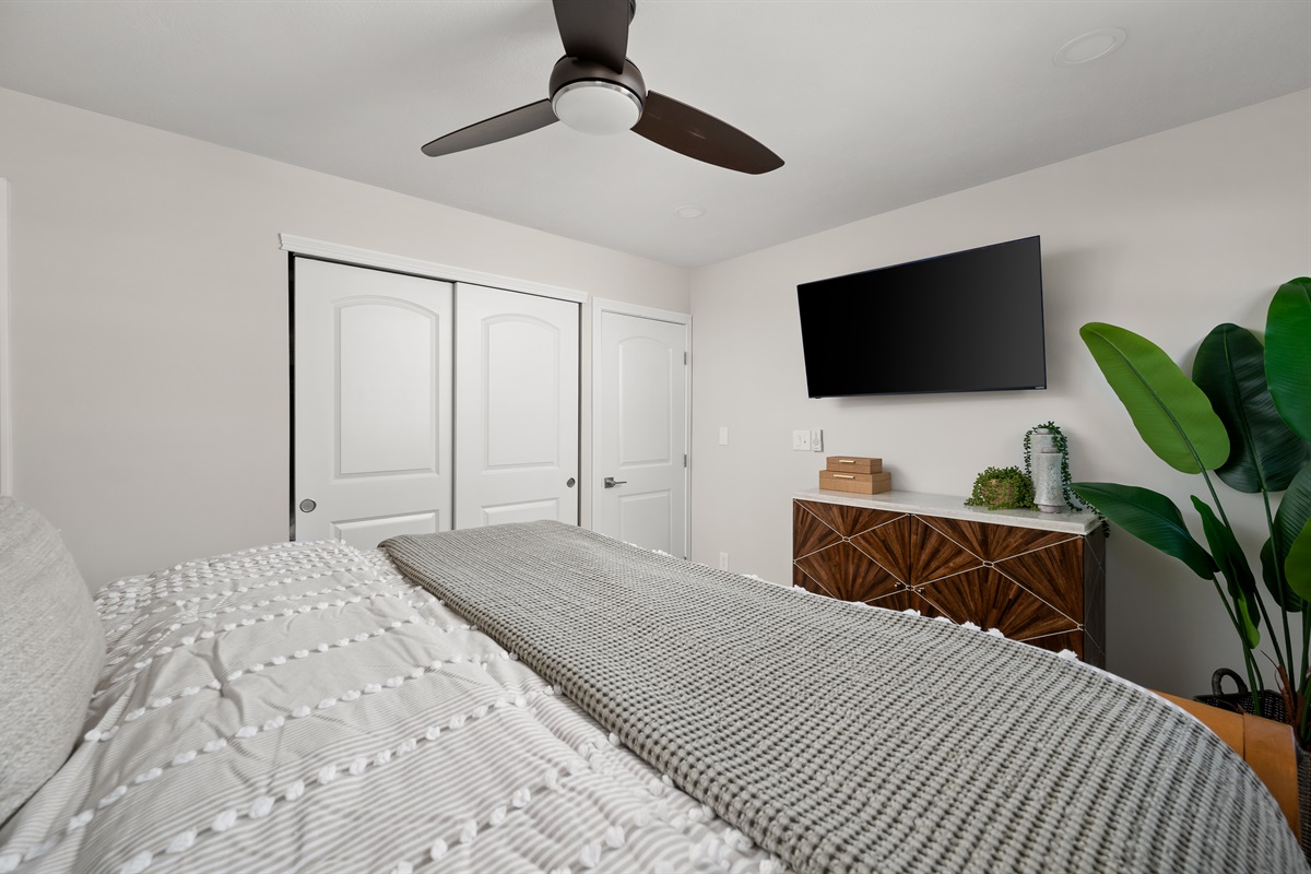 Primary bedroom includes a Smart TV so you can relax in bed and stream your favorite shows and movies at the end of the day.