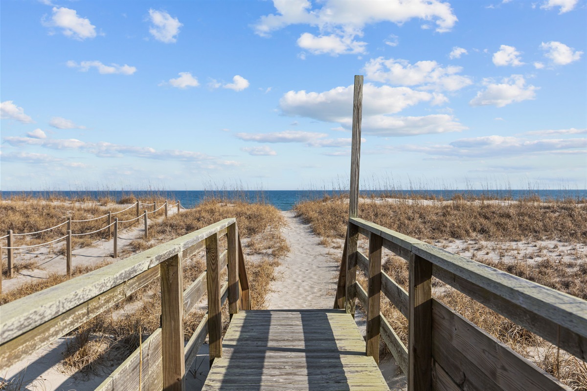 Direct path to the beach with dunes and ocean views