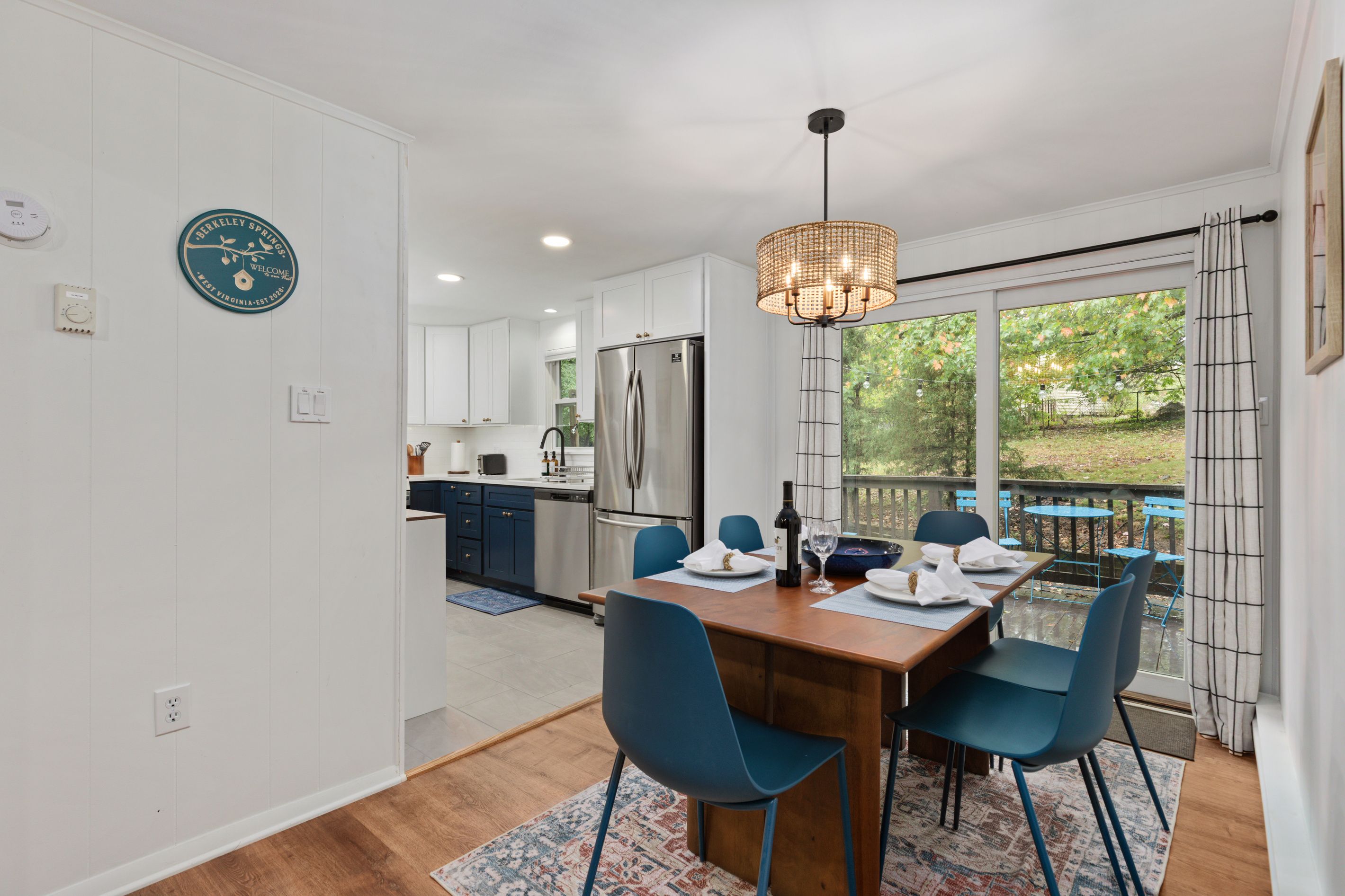 Whether it's a full dinner or just catching up with friends, this dining space is made for gathering.