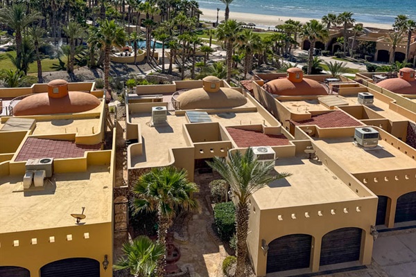 Beautiful patio views of the Sea of Cortez and resort pools.